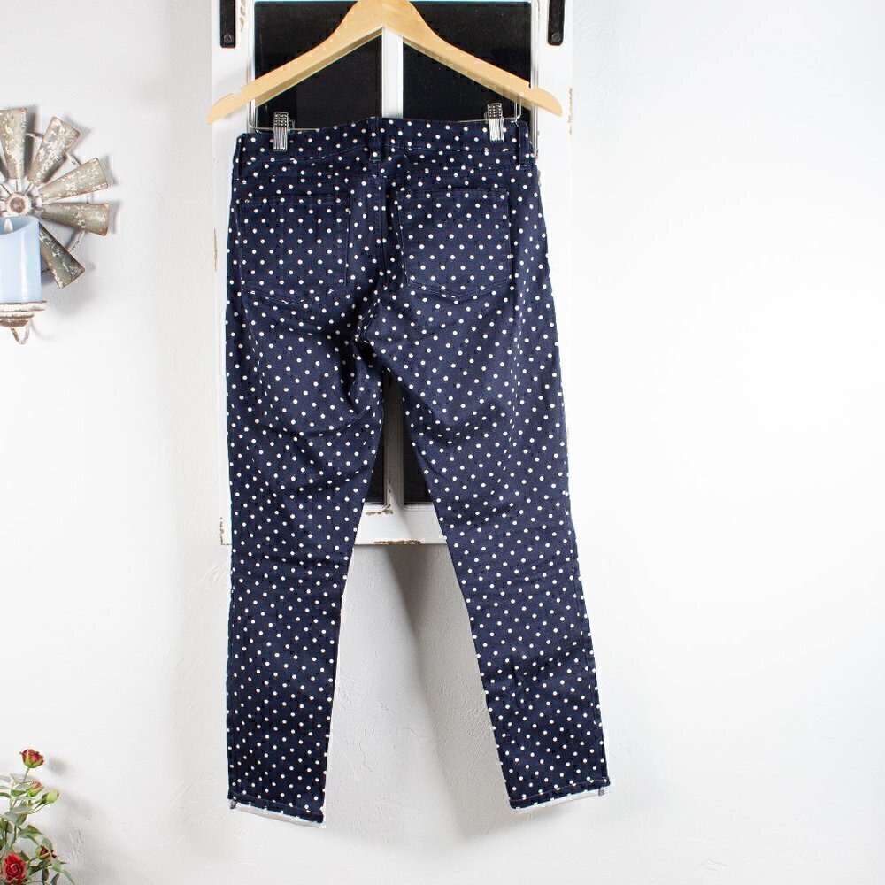 J. Crew Toothpick Jeans, Size 26,  Blue White Polkadot, Low Rise - Picture 4 of 4